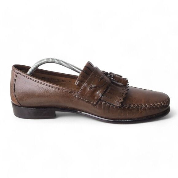 Brass‎ Boots Tassel Kiltie Slip-on Moc Toe Leather Loafers 93438 Brown Men\'s 11M main image 4